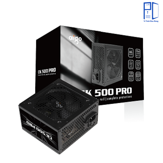 BỘ NGUỒN MÁY TÍNH AIGO MODEL CK500PRO 500W 80+ EFICIENCY (DÂY CÁP ĐEN DẸT)