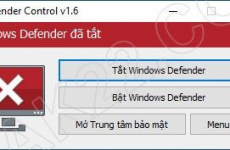 Download Defender Control - Hỗ trợ tắt và khởi động Windows Defender