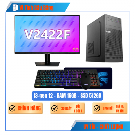 Máy Bộ Văn Phòng Cấu Hình Cao(i3-Gen12, Ram 16, SSD 515GB, 24Inch 