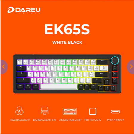 Bàn phím cơ DareU EK65s White Black Dream switch