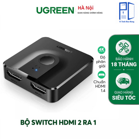 Bộ chuyển mạch HDMI 2 vào 1 ra (Hỗ trợ 2 chiều) chính hãng Ugreen 50966 cao cấp