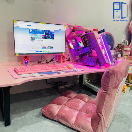 Combo Bàn Ghế Gaming Bệt - Đen/Trắng/Hồng